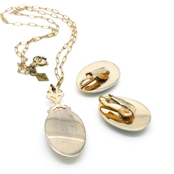 'Evening Profile' necklace and earring set by Sarah Coventry, 1964