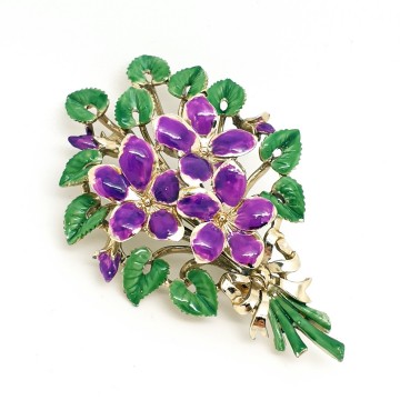 Exquisite birthday brooch, violets, march 60s