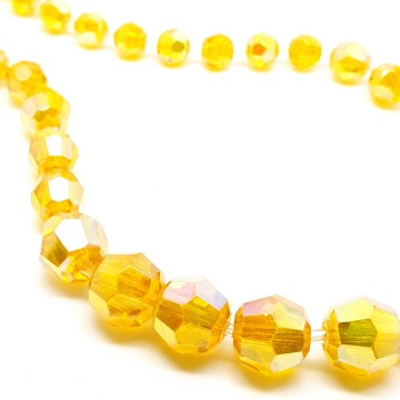 Ketting met gele facetgeslepen aurora borealis glaskralen