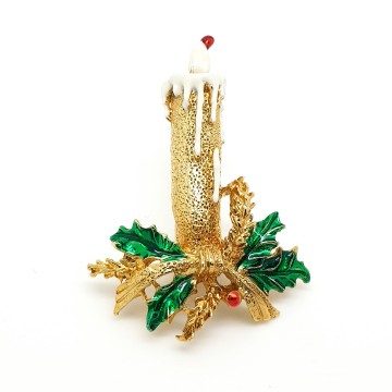Gerrys goldtone candel with mistletoe