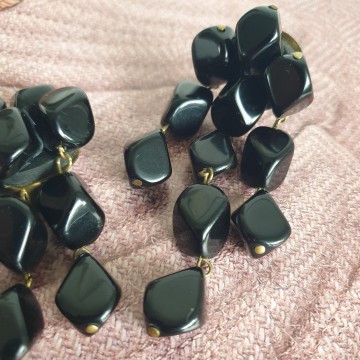 Huge black dangle earrings 80s - Bliinkt