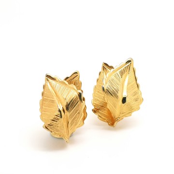 Giovanni - goldtone leaf earrings, 60s - Bliinkt