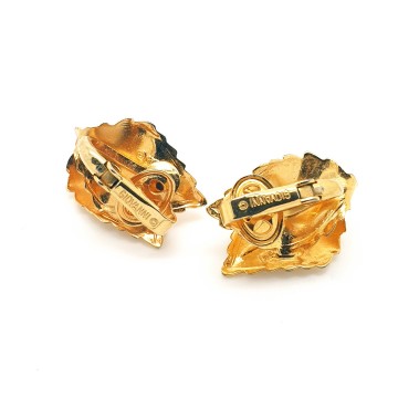Giovanni - goldtone leaf earrings, 60s - Bliinkt