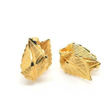 Giovanni - goldtone leaf earrings, 60s - Bliinkt
