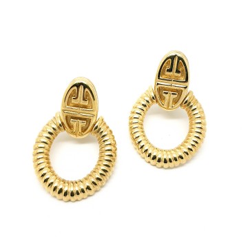 Givenchy goldtone doorknocker logo earrings with logo - Bliinkt