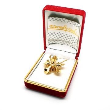 Goldplated orchid necklace pendant and brooch boxed
