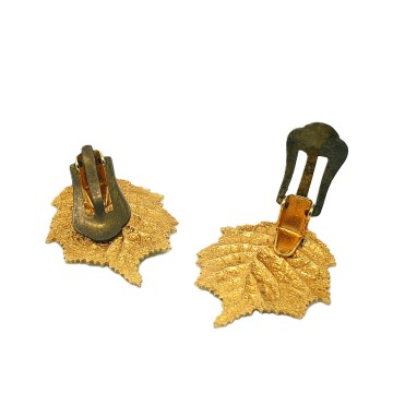 Goldtone, brown and green autumn leaves earrings - Bliinkt