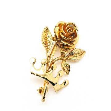 Goldtone rose and crown brooch - Bliinkt
