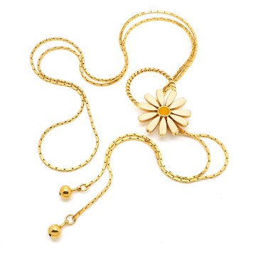 Goldtone daisy lariat/slider necklace - Bliinkt