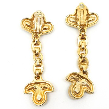 Goldtone dangle earrings with blue and clear rhinestones - Bliinkt