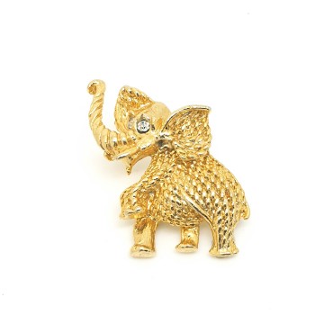 Goldtone elephant brooch with rhinestone eyes - Bliinkt