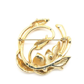 Goldtone flower brooch with clear rhinestones back - Bliinkt