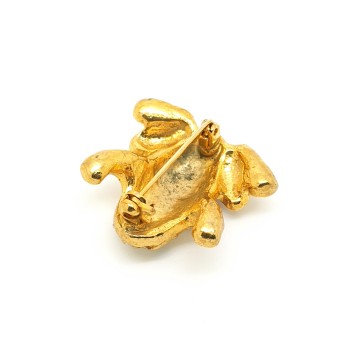 Ibero - goldtone frog brooch with black and red enamel - Bliinkt