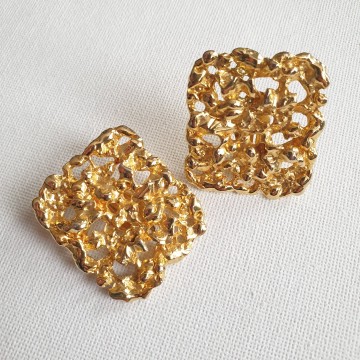Goldtone open Goudkleurige opengewerkte 80's clipoorbellen clip earrings