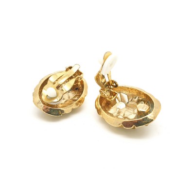 Goldtone oval earrings with blue rhinestones - Bliinkt