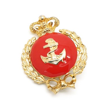Goldtone red enamelled anchor brooch - Bliinkt