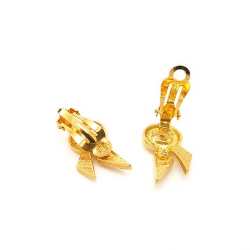 Goldtone ribbon clip earrings - Bliinkt