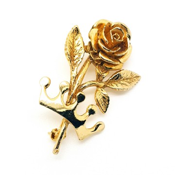 Goldtone rose and crown brooch - Bliinkt
