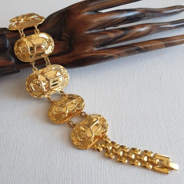 Goldtone scarab bracelet