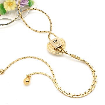 Goldtone slider necklace with rhinestone heart - Bliinkt