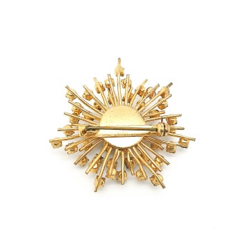 Goldtone snowflake brooch with purple rhinestones - Bliinkt