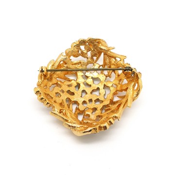 Goldtone brooch with multicoloured rhinestones - Bliinkt