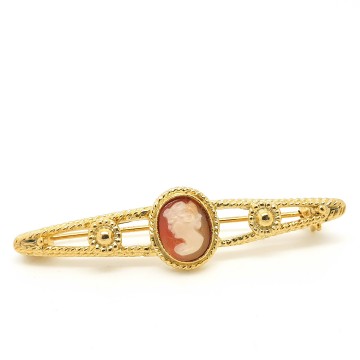 Goldtone cameo bar brooch - Bliinkt