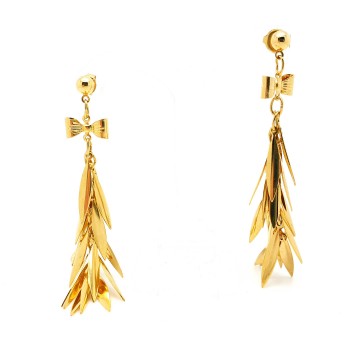 Long goldtone stud earrings with little bow on top - Bliinkt