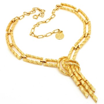 Vintage goldtone 50s/60s necklace with centerpiece knot