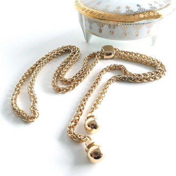 Goldtone lariat necklace with slider - Bliinkt