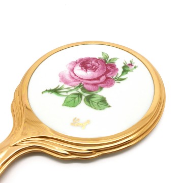 Limoges porcelain hand mirror