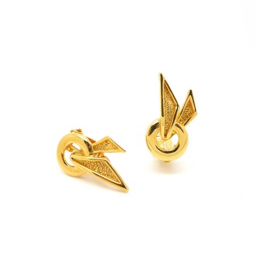 Goldtone ribbon clip earrings - Bliinkt