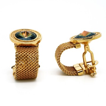 Goldtone cufflinks with rivolistone