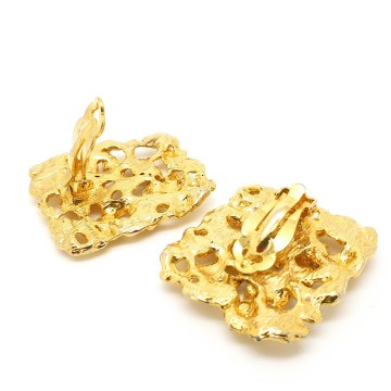 Goudkleurige opengewerkte 80's clipoorbellen