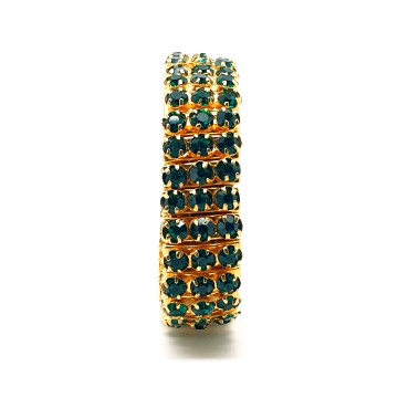 Goldtone stretch bracelet with green rhinestones - Bliinkt