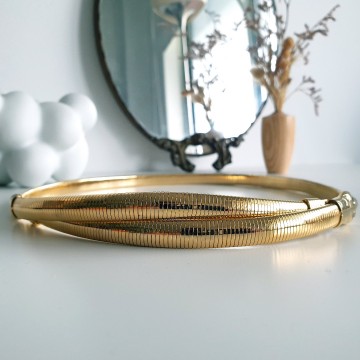 Goldtone stretch snake belt with rhinestone eyes - Bliinkt