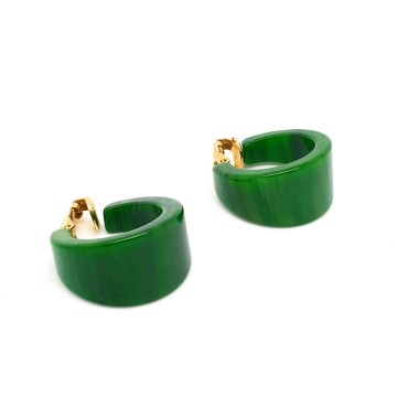 Green marbled bakelite earring hoop earrings