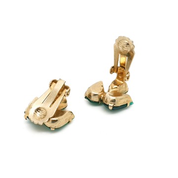 Green teardrop shaped angel earrings back