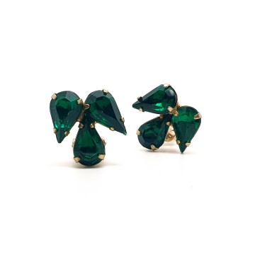 Green teardrop shaped angel earrings