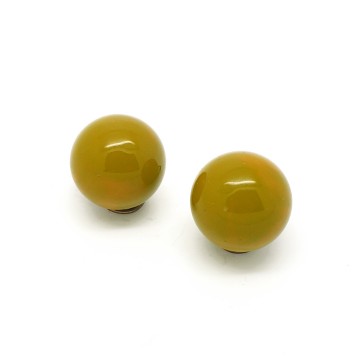Green yellow plastic ball earrings - Bliinkt