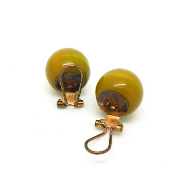 Green yellow plastic ball earrings - Bliinkt