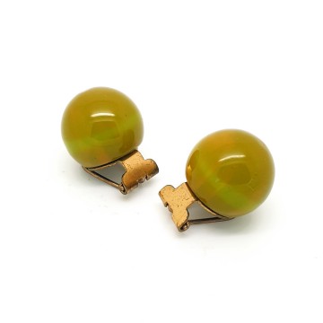 Green yellow plastic ball earrings - Bliinkt