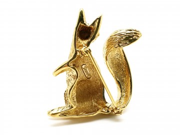 Grosse broche Goudkleurige eekhoorn topkwaliteit 80's 90's achterkant