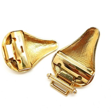 Gutos, West Germany - goldtone belt buckle with facetted smoky quartz 'stones' - Bliinkt