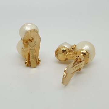Hattie carnegie faux pearl clip earrings