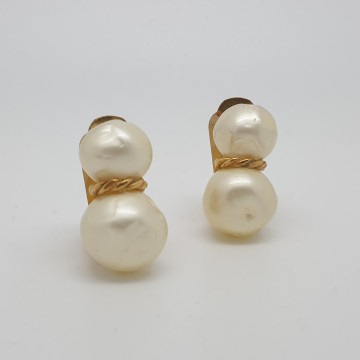 Hattie carnegie faux pearl clip earrings