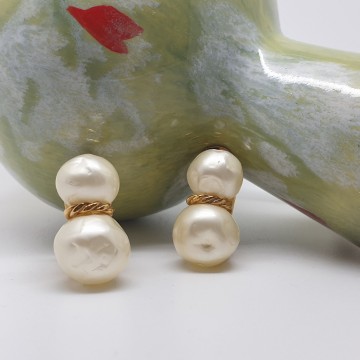 Hattie carnegie faux pearl clip earrings