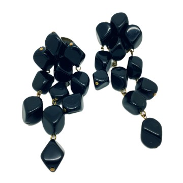 Huge black dangle earrings 80s - Bliinkt
