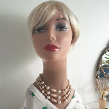 Japan - Roze met witte 3-rijige kralenketting - Bliinkt