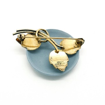 Jemax sterling denmark white enamelled brooch